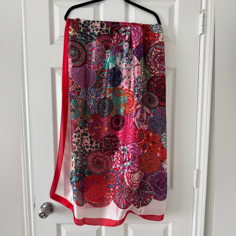 NWT Silk Scarf Wrap 35.5” x 72” Red Shawl